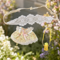 Doll Clothes Set for 15cm Dolls - Summer Floral Dress with Lace Headscarf & Bag