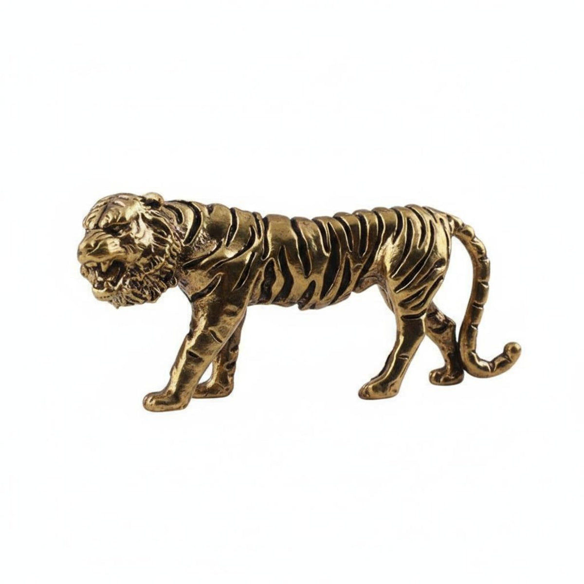 Chinese Astrological Tiger Figurine Detailed Craftsmanship Vintage Tiger Paperweight Handmade Desk Ornament for Collectors, Study Room, Office