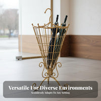 Umbrella Stand Nordic Design Rain Gear Organizer Stand Removable Drip Tray Golden Wireframe Basket for Hotel Managers, Homeowners, Hallway, Restaurant