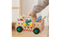 Wooden Truck Tool Set Fine Motor Skills Wooden Tool Truck Toy Built-in Storage Pretend Repair for Preschoolers, Young Children, Kindergarten
