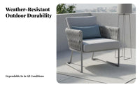 4 Pieces Nordic Design 4-Piece Rope Woven Sofa Set weather-resistant Outdoor Furnishing colorfastResistant textile Patio Seating Group Thick paddings for guest accommodation Business Owners, Homeowners, Terrace, Courtyard, Balcony, Backyard