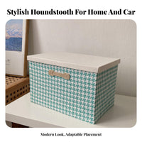 With Lid Lidded Houndstooth container Large Capacity Houndstooth Pattern Box foldable Storage Container Foldable for vehicles Owners, householders, Dormitory, Closet, Bedroom, Living Room