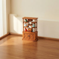 Diorama Cabinet 1/64 Scale Miniature Cabinet Shelf Traditional Chinese Furniture Wood-Grain for Hobbyists, Micro Landscape
