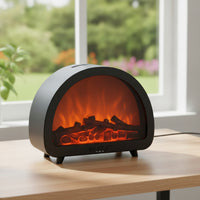 Tabletop Mist Humidifier with Flame Effect Compact Fireplace Humidifier Portable Flame Dispenser Quiet for Living Room, Bedroom, Office, Bedside