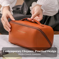 Multi-Compartment Large Capacity Makeup Bag Multiple Compartments Portable Travel Toiletry Bag Long-Lasting Handle for Women, Vacation