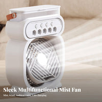 Desktop Misting Fan Colorful Night Light USB Desktop Air Chiller Combination Function USB Humidifier Fan for Students, Office Workers, Dorm Room