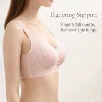 Lace Bra with Support for Full Bust Women, Deep V Neck Everyday Loungewear with 4 Row Back Closure, Minimizer 3/4 Cup Design