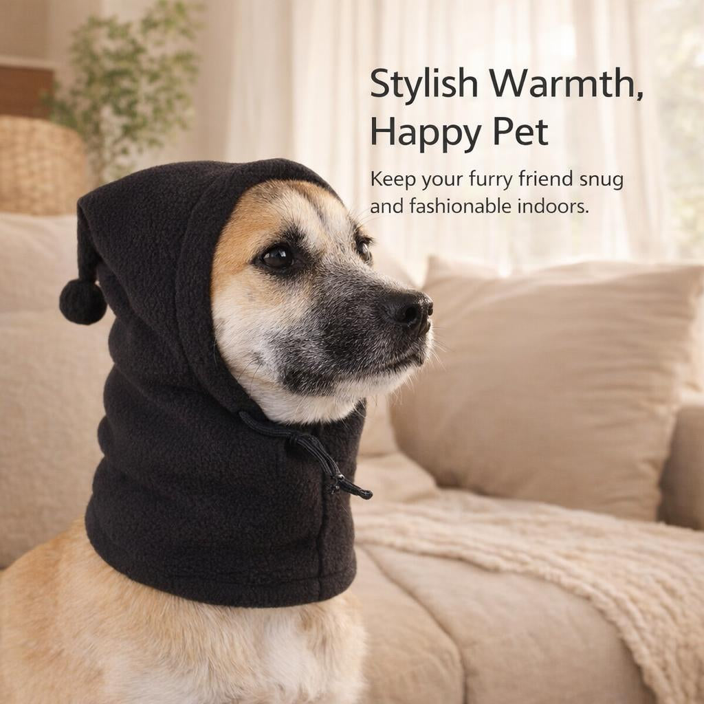 Dog Hat Neck Ear Warmer for Outdoor Activities, Pet Headwear Warm Fleece Casual, Small Dog Beanie for Cold Weather Walks