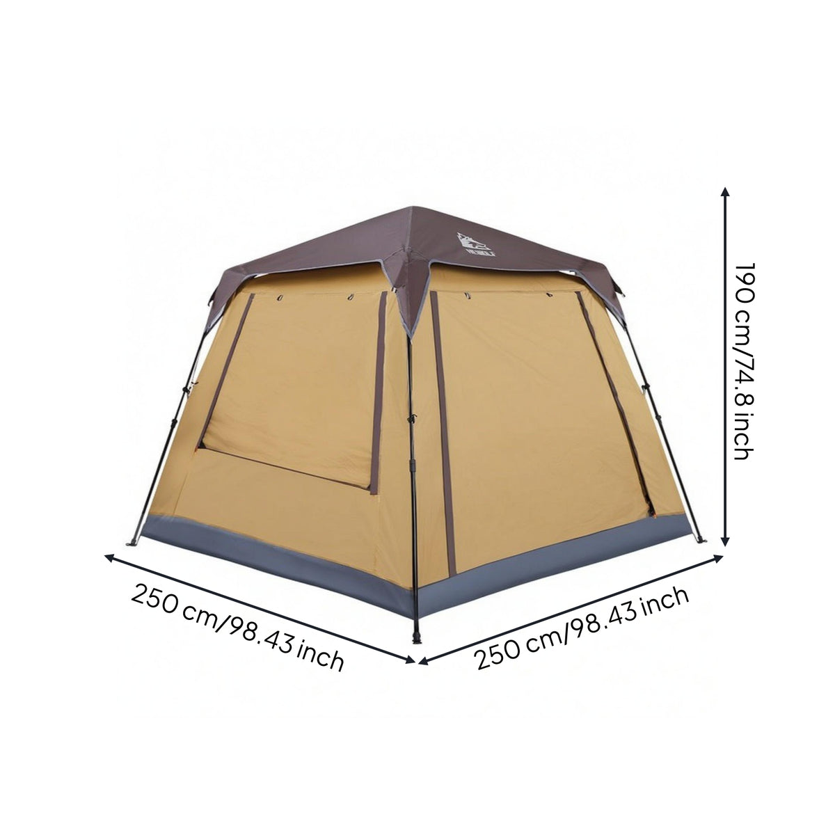 Mesh Screening Large Camping Tent Zippered Openings Instant Setup Tent Camel-Colored