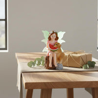 Illuminate in the Dark Wings Glowing Appendage Fairy Statue Long-Lasting Resin Fairy Girl with Dog Figurine Whimsical Design for Patio, Planter