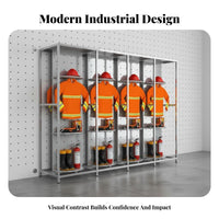 Double-Sided Fire Suit Locker Quick Change Design Firefighter Gear Rack Rotating Turnout Gear Rack for Miners, Assistance Personnel