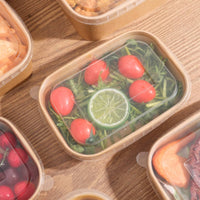Leak-Proof Kraft Paper Lunch Box Sturdy Disposable Square Food Box Grease-Resistant Microwave Safe Paper Bowl for Takeout, Picnic, Camping