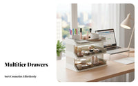 Multi-Layer Design Stackable Drawer Unit Large Capacity Cosmetics Holder Effortless Glide Drawers Desktop Organizer Easy Reach for Makeup Users, Office Workers, Dressing Table, Dormitory, Dorm Room, Bathroom