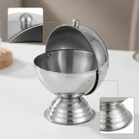 Silver-Toned Stainless Steel Storage Jar Round Jar with Flip-Top Lid Sturdy Spherical Storage Container Modern for Countertop