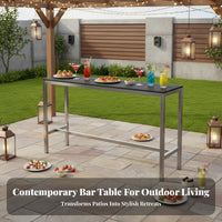 Weather-withstandant Long Pub Table and Stools Space-Saving 3-Piece High-Top Table and Stool Set Easy to Clean Outdoor Furniture sturdyDuty for Apartment Residents, Business Owners, Balcony, Patio, Garden, Rooftop