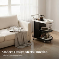 Mobile Design Rolling C-Shaped Table On casters C-Shaped Couch Stand Multi-Purpose eveningstand Space-Saving for Apartment Dwellers, Homeowners, Home Workers, Living Room, Bedroom, Balcony, Small Spaces