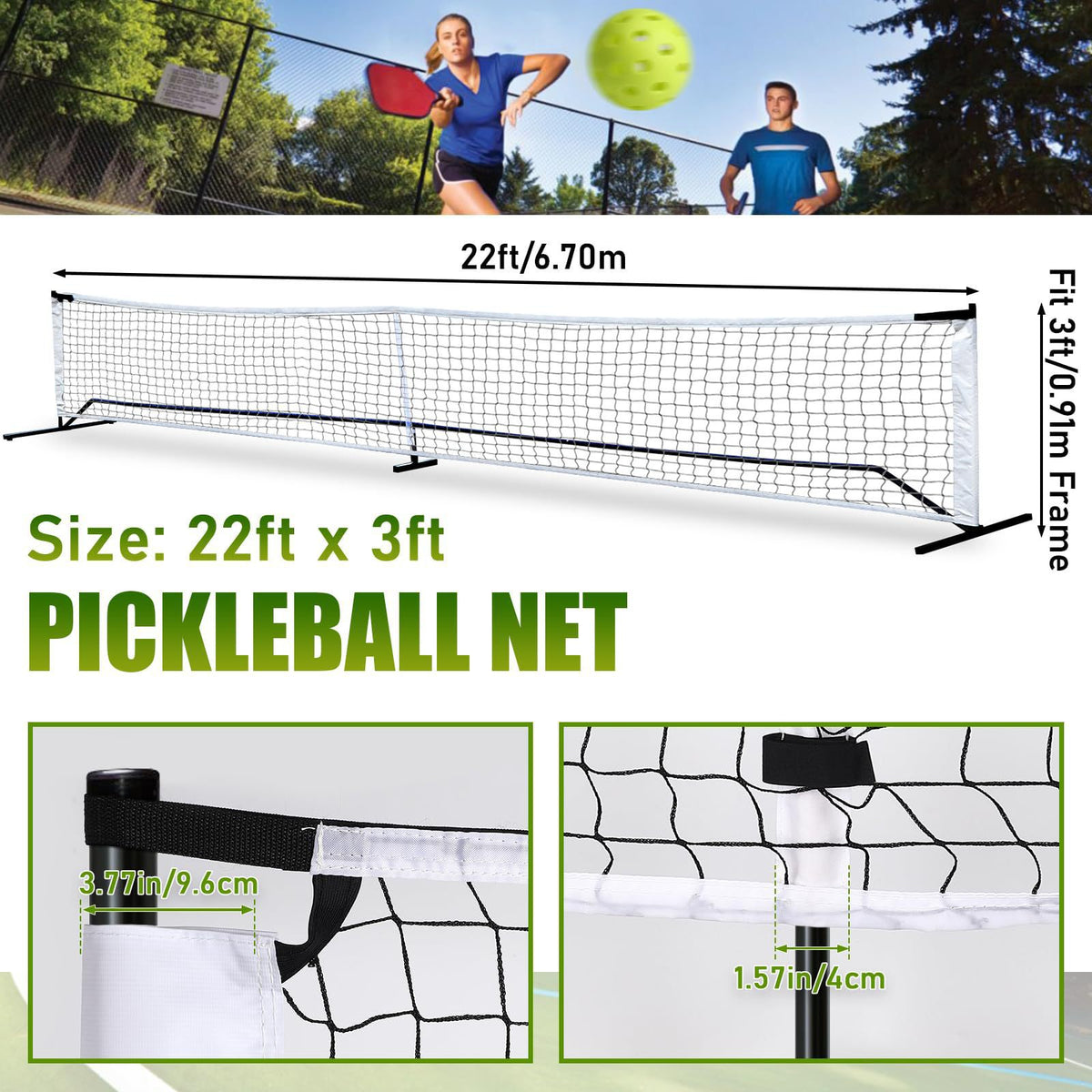 Pickleball Net Training Net Pickleball Official Standard Net Portable Net Post Frame Replacement Net Movable Ball Net
