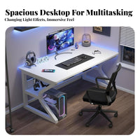 Gaming Desk Modern Design Student Desk Sturdy Metal Frame PC Gaming Table for Professionals, Teenagers, Dorm Room, Small Areas, Bedroom