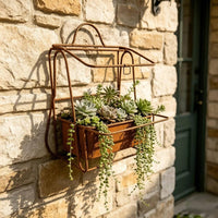 Iron Planter with Geometric Frame Sleek Hanging Planters Contemporary Pots for Patio