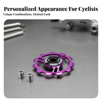 Rear Derailleur Pulley CNC Machined Ceramic Bearing Guide Wheel Anodized Cycle Guide Wheel for Mountain Bikers, Road Cyclists, Biking