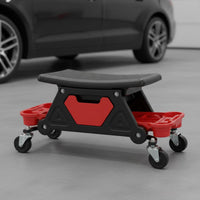 Heavy-Duty Construction Automotive Work Stool with Tool Trays Low-Profile Design Workshop Equipment for Mechanics, Garage