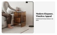 Modern Design Multi-Level Accent Table Minimalist aesthetic Waterfall End Table Transparent Look Nightstand single-Piece Construction for Homeowners, Apartment Dwellers, Students, Bedroom, Small Spaces, Living Room, Nursery