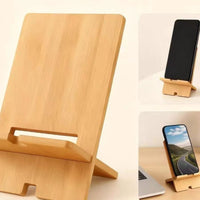 Wooden Phone Stand Handshands-off Desktop Phone Holder Wooden Stand with Ledge Minimalist Angled for Desk, Screen Calls