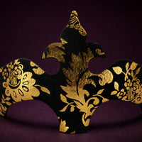 Shiny Venetian Mask Embossed Eye Mask with Elastic Strap Lightweight Textured for Masquerade Ball, Costume Party, Theater