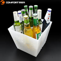 10L Square LED Luminous Ice Bucket Rechargeable Champagne Beer Cooler