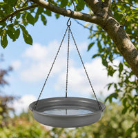 Hanging Bird Feeder and Decorative Bird Bath, Large Size Resin Bird Feeder Tray with Drainage Holes, Round Mesh Feeder for Garden Outdoor Decor