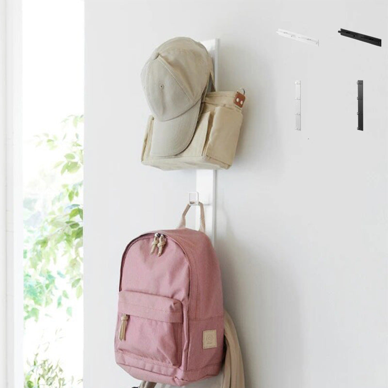 New Punch-Free Wall-Mounted Storage Rack with Hooks for Clothes, Backpacks, Kitchen, Bathroom, Bedroom