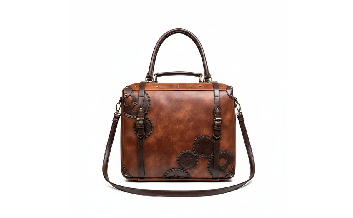 Convertible Bag Multifunction Steampunk Bag Structured Satchel for Commuters, Commuting