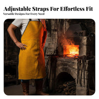 Heat Resistant Metalworking Apron Full Coverage Leather Bib for Welders, Metalworkers