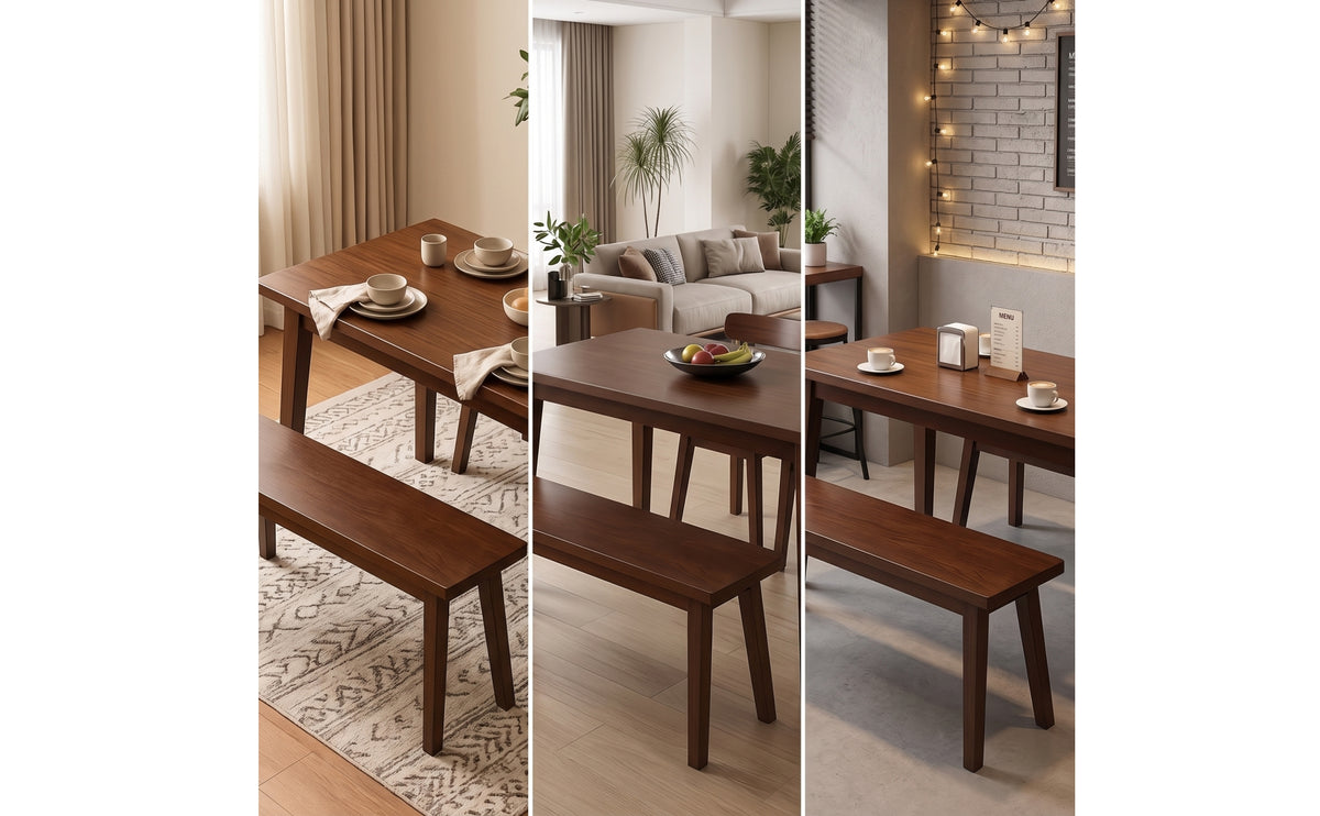 Backless Dining Bench Minimalist Dining Room Bench Space-Saving Furniture Natural for Kitchen