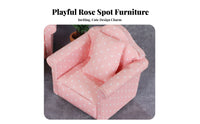 3 Pieces Includes Throw Pillows Pink Polka Dot Sofa Set Lifelike Appearance Dollhouse Living Room Set High Simulation for Crafters