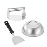 3 Pieces Spatula Set with Burger Press Flat Top Burger Press with Spatula Griddle Accessories Set Professional Barbecue Tools