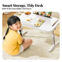 Foldable Design Adjustable kids' Activity Table Multi-Functional Lap Tray with Storage Bins Tilting Surface children's Furniture Tablet & Book holder for Students, Toddlers, Parents, Dorm Room, Bedroom, Playroom, Sofa