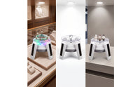Solar Powered Display Stand 360 Degree Rotating Turntable with Clear Plate Rotating Display Stand Motorized Compact for Jewelers