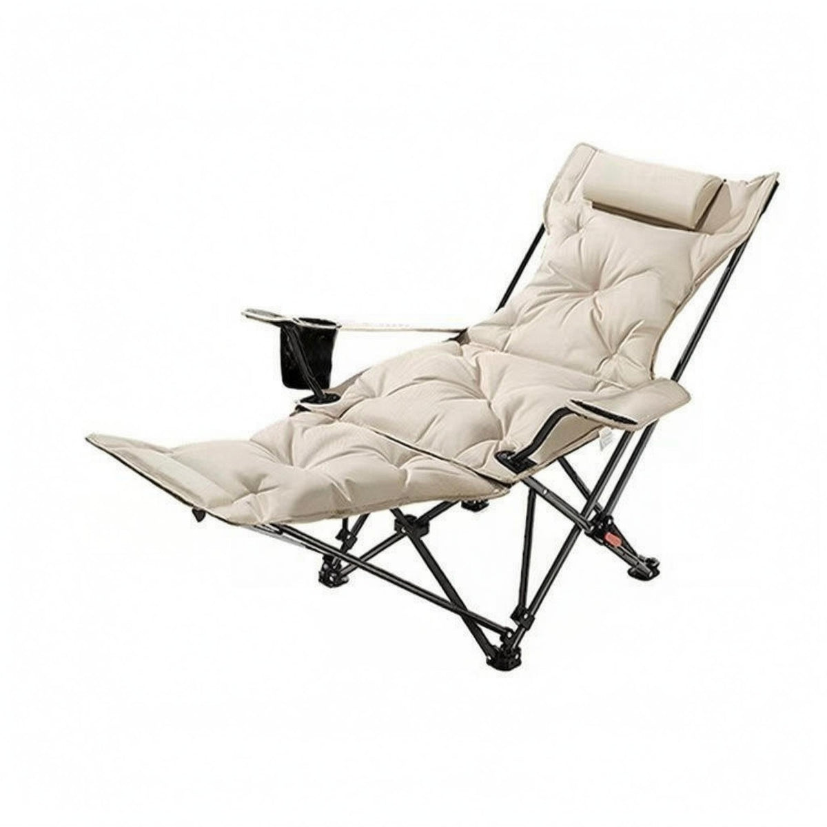 Reclining Chair with Footrest Four-Position Patio Recliner Metal Frame