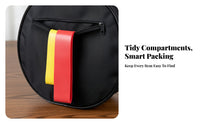 Adjustable Strap Round Shoulder Bag Front Zip Pocket Black Shoulder Bag Soft Textile Round Crossbody Purse Rounded Shape