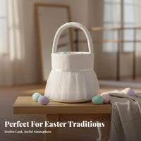 Ballet Skirt Basket Reusable Embroidered Ballet Tote Easter Tote for Girls, Kids, Gifting, Daily Use, Bedroom Decor