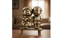 Elderly Couple Statue Brass Figurine with Bench Antique-Style Couple Figurine for Desk Decoration