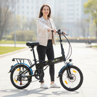 Ultralight 20 Inch Folding Electric Bicycle Pedal Assist Foldable Electric Bike Aluminum Frame Electric Cycle Shock Absorption for Women, Commuting, Travel, City Riding