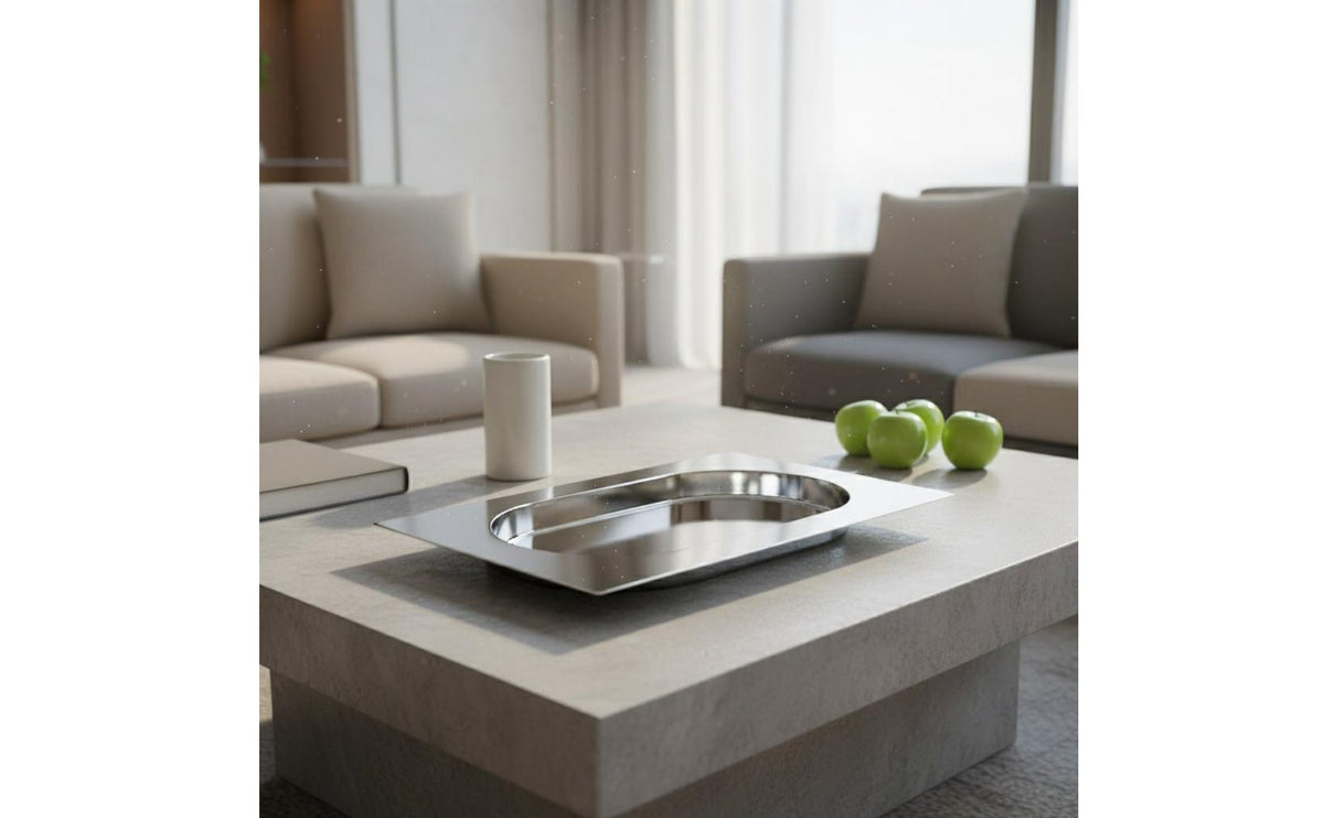 Geometric Stainless Steel Tray Mirror Finish Stainless Steel Platter Easy to Clean Rectangular Serving Platter for Hotel, Coffee Table
