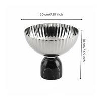 Marble Pedestal Tray Reflective Serveware Silver-Colored for Hotel Interior