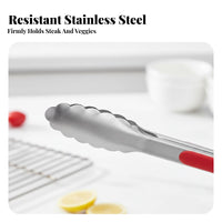 Stainless Steel Kitchen Tongs High Temperature Resistant Barbecue Grilling Tongs Kitchenware Anti-Scald Handle Dishwasher Safe