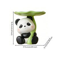 Seated Lotus Leaf Panda Organizer Tabletop Panda Tray Organizer Black and White