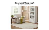timeless design Freestanding Display Hutch Glass Doors Freestanding Hutch Minimalist Design bookshelf Multi-Level Shelving for Book Lovers, Collectors, Office Workers, Living Room, Study, Bedroom