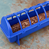 Blue Flip-Top Chicken Feeder, Anti Spill Poultry Feeder with Lid, Easy Clean Chick Feeder for Hens Backyard Feeder