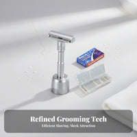 Zinc Alloy Body Adjustable Safety Razor Rust-Proof Double Blade Safety Razor Easy to Clean Manual Shaver Long-Lasting for Eco-Conscious Consumers, Adults, Women, Travel, Bathroom, Home